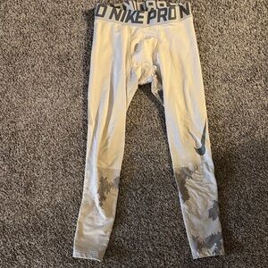 Nike Pro White and Gray Athletic Leggings